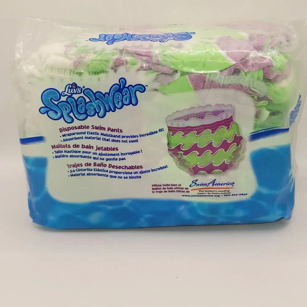 New Luvs Splashwear Toddler Swim Pants Sz Medium 24-34 lb Child 11 Pk Sealed Vtg